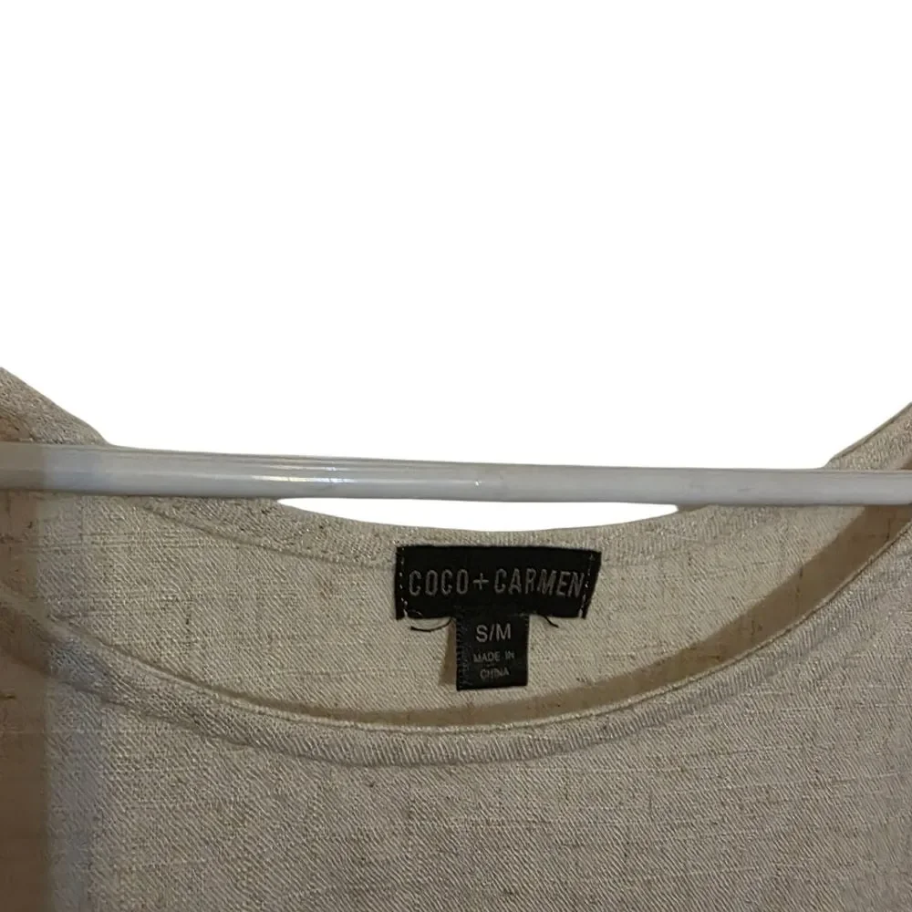 Coco + Carmen Runway Fringe Linen Blend Sleeveless Top S/M - Picture 3 of 5